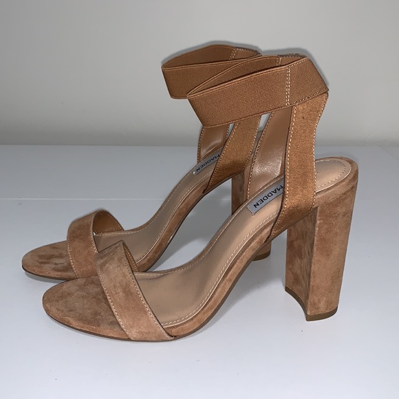 BNWOB Steve Madden Celebrate Suede Elastic Strap Sandals 9.5 Taupe/Blush - Picture 5 of 9